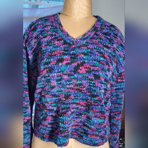 Vintage Cozy Chenille Oversized Crop Sweater Size L Reference Point - Picture 11 of 11